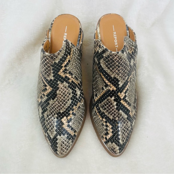 Report Women Size 6 Shoes Snake Skin Pointed Toe Mules Bootie Heels - Picture 5 of 9
